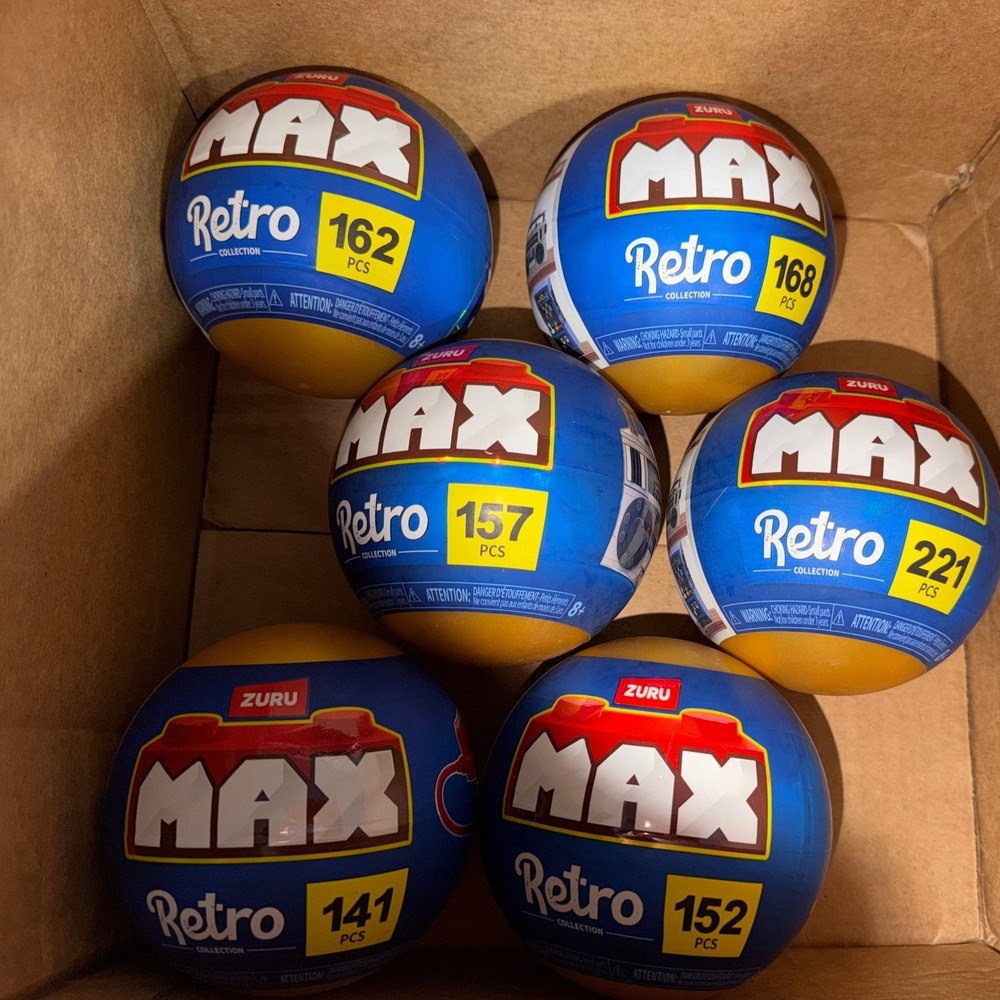 Complete Set of 6 Zuru MAX Retro Collection Mystery Capsules Building Blocks